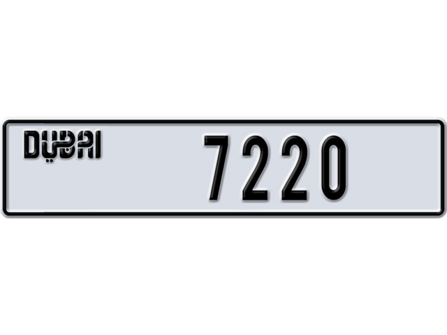 Dubai Plate number K 7220 for sale - Long layout, Dubai logo, Full view