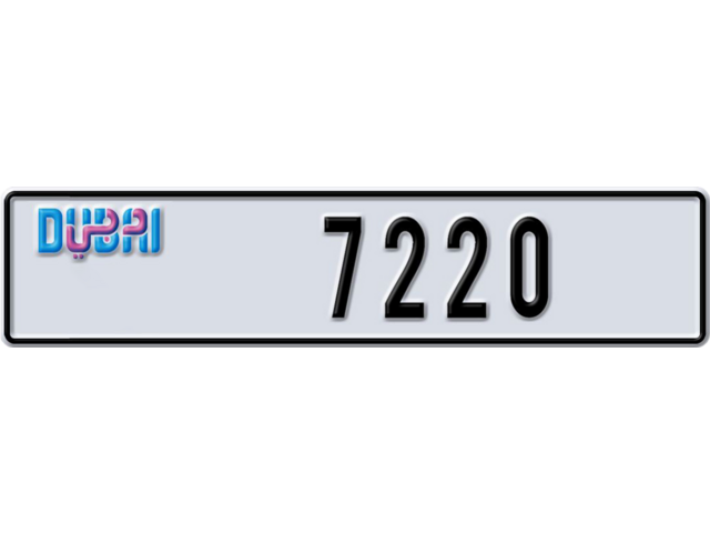 Dubai Plate number K 7220 for sale - Long layout, Dubai logo, Full view