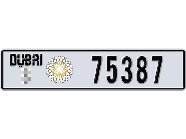 Dubai Plate number  * 75387 for sale - Long layout, Dubai logo, Full view