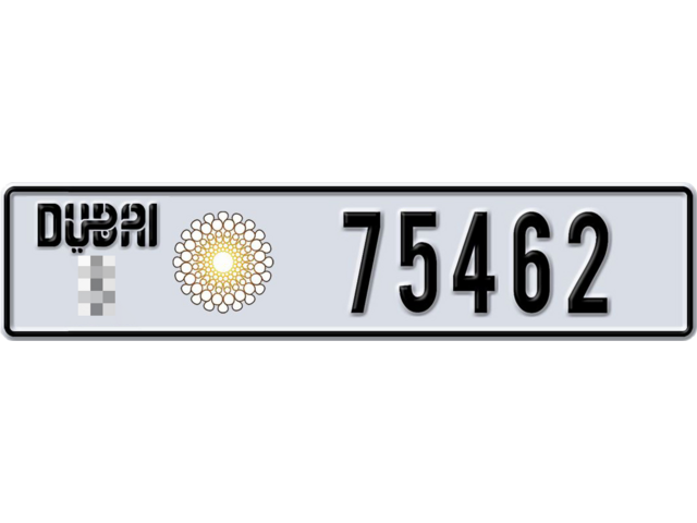 Dubai Plate number  * 75462 for sale - Long layout, Dubai logo, Full view