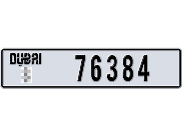 Dubai Plate number  * 76384 for sale - Long layout, Dubai logo, Full view