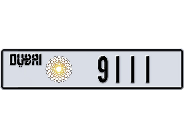 Dubai Plate number K 9111 for sale - Long layout, Dubai logo, Full view