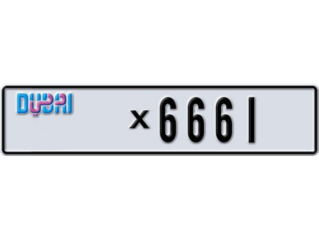 Dubai Plate number K X6661 for sale - Long layout, Dubai logo, Full view