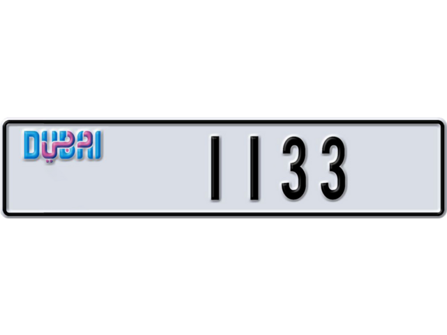 Dubai Plate number L 1133 for sale - Long layout, Dubai logo, Full view