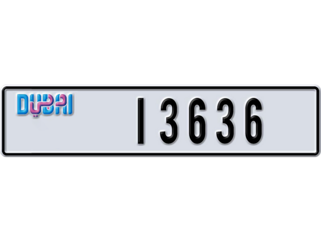 Dubai Plate number L 13636 for sale - Long layout, Dubai logo, Full view