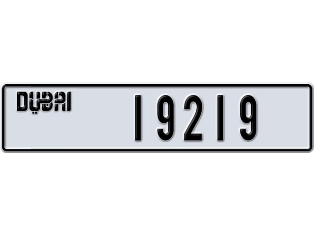 Dubai Plate number L 19219 for sale - Long layout, Dubai logo, Full view