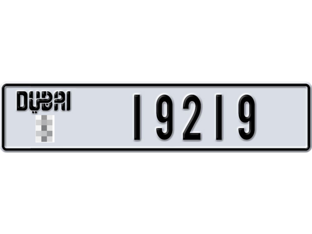 Dubai Plate number  * 19219 for sale - Long layout, Dubai logo, Full view