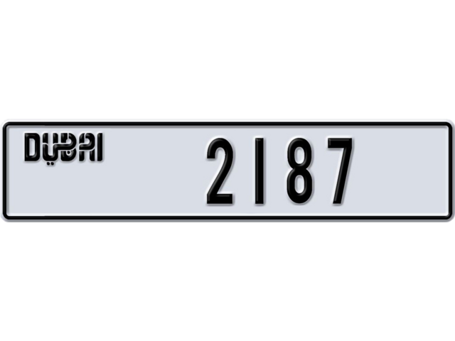 Dubai Plate number L 2187 for sale - Long layout, Dubai logo, Full view