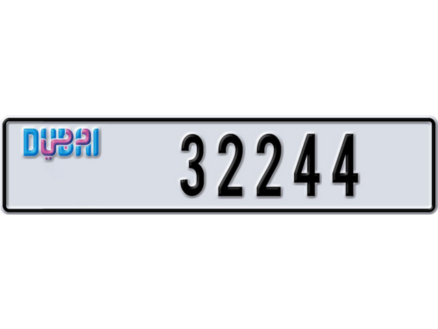 Dubai Plate number L 32244 for sale - Long layout, Dubai logo, Full view