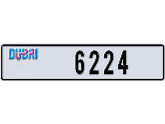 Dubai Plate number L 6224 for sale - Long layout, Dubai logo, Full view