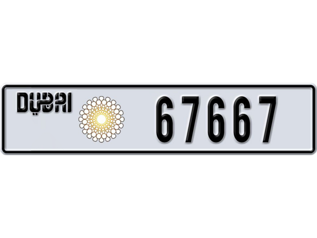 Dubai Plate number L 67667 for sale - Long layout, Dubai logo, Full view