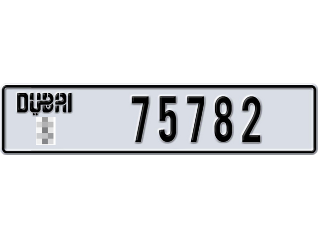 Dubai Plate number  * 75782 for sale - Long layout, Dubai logo, Full view