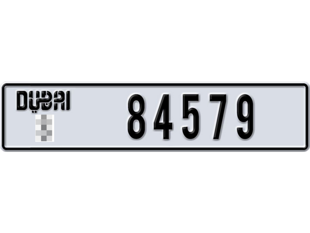 Dubai Plate number  * 84579 for sale - Long layout, Dubai logo, Full view