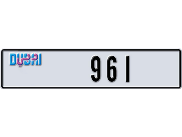 Dubai Plate number L 961 for sale - Long layout, Dubai logo, Full view