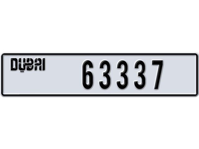 Dubai Plate number M 63337 for sale - Long layout, Dubai logo, Full view