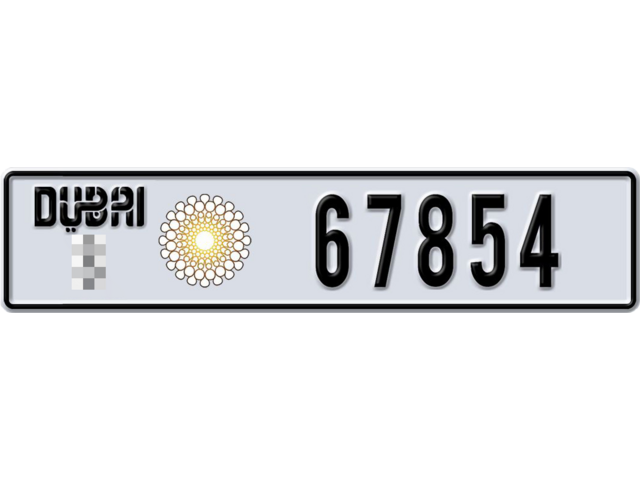 Dubai Plate number  * 67854 for sale - Long layout, Dubai logo, Full view