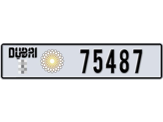 Dubai Plate number  * 75487 for sale - Long layout, Dubai logo, Full view