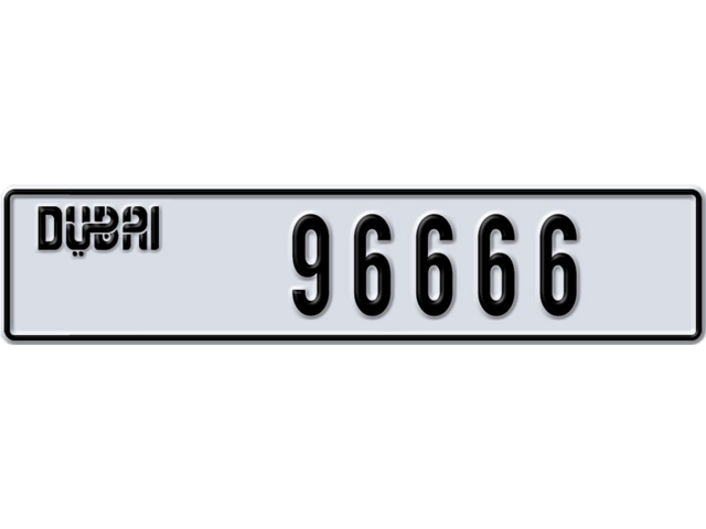 Dubai Plate number M 96666 for sale - Long layout, Dubai logo, Full view