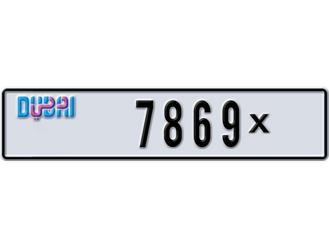 Dubai Plate number N 7869X for sale - Long layout, Dubai logo, Full view