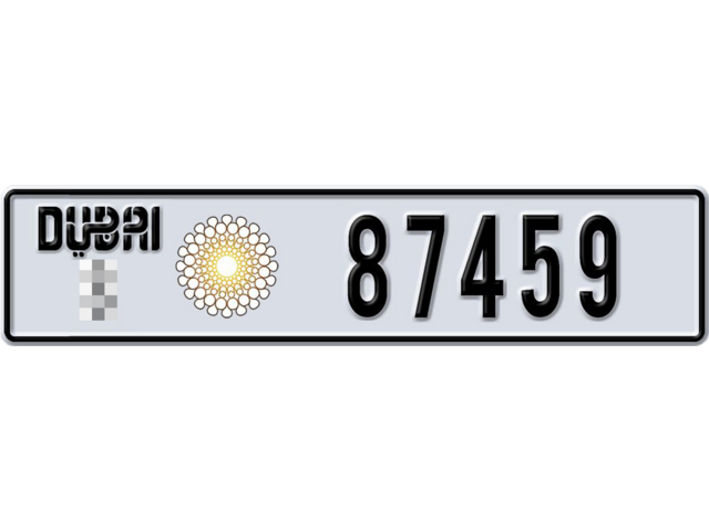 Dubai Plate number  * 87459 for sale - Long layout, Dubai logo, Full view