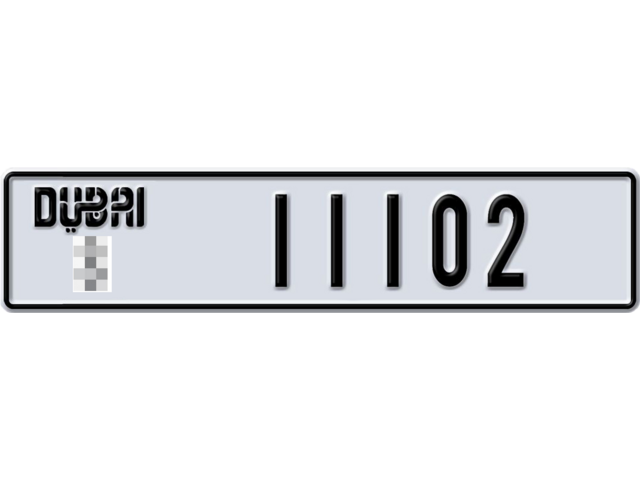 Dubai Plate number  * 11102 for sale - Long layout, Dubai logo, Full view