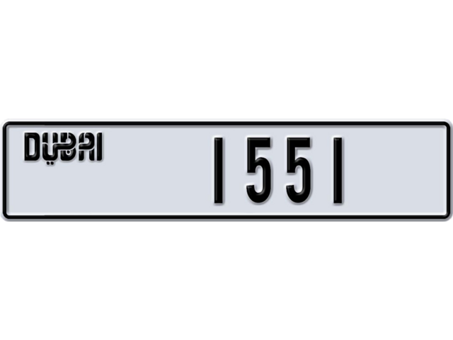 Dubai Plate number O 1551 for sale - Long layout, Dubai logo, Full view