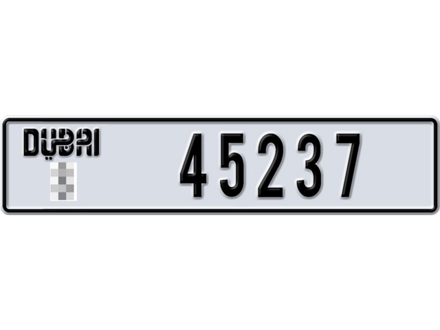 Dubai Plate number  * 45237 for sale - Long layout, Dubai logo, Full view