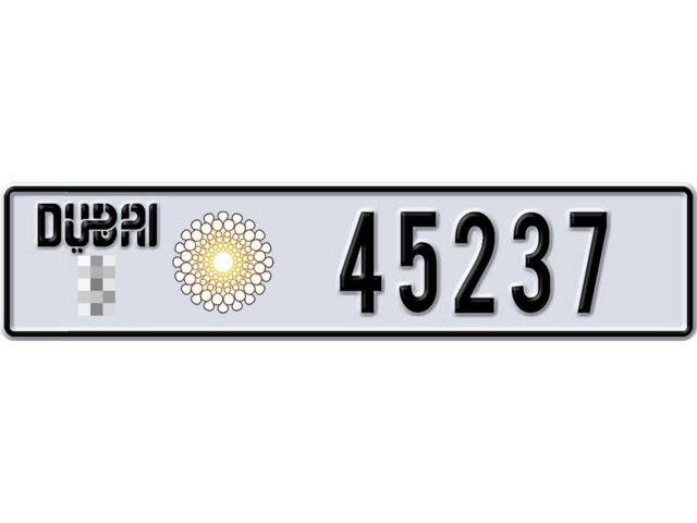 Dubai Plate number  * 45237 for sale - Long layout, Dubai logo, Full view