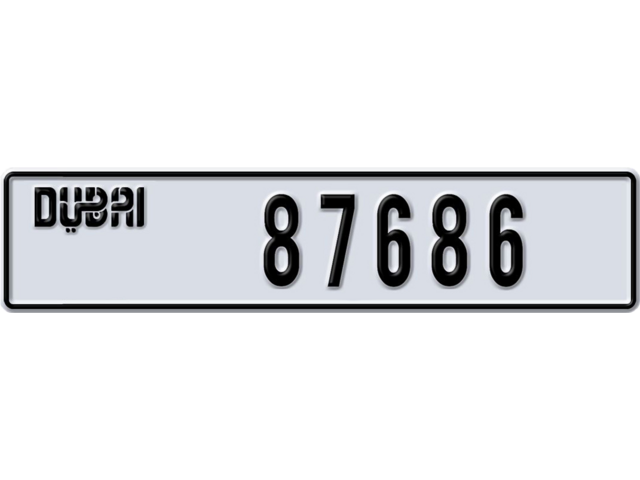 Dubai Plate number O 87686 for sale - Long layout, Dubai logo, Full view