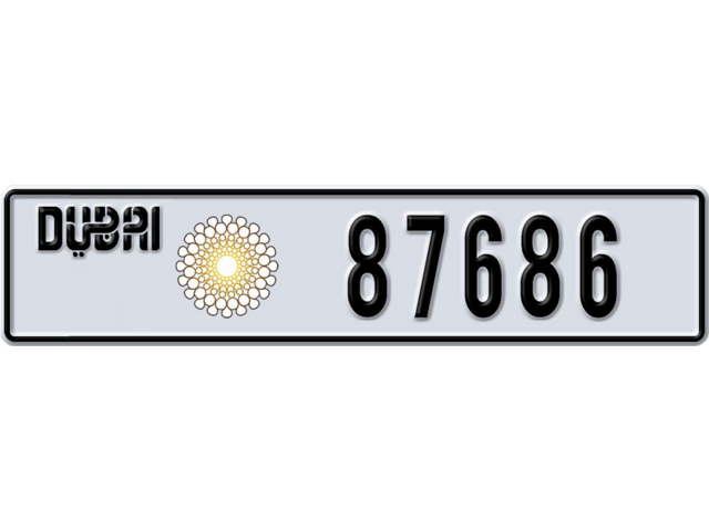 Dubai Plate number O 87686 for sale - Long layout, Dubai logo, Full view