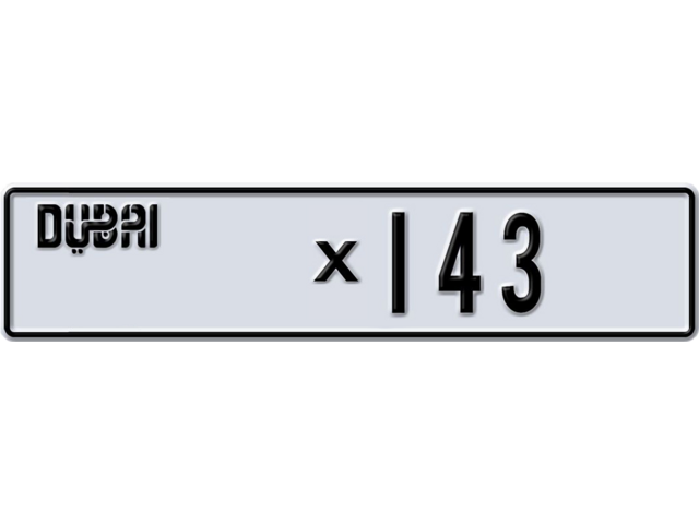 Dubai Plate number O X143 for sale - Long layout, Dubai logo, Full view