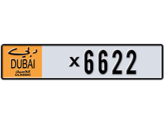 Dubai Plate number O X6622 for sale - Long layout, Dubai logo, Full view