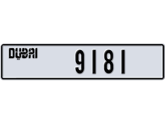 Dubai Plate number P 9181 for sale - Long layout, Dubai logo, Full view