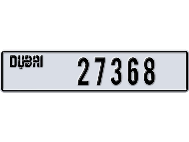 Dubai Plate number Q 27368 for sale - Long layout, Dubai logo, Full view