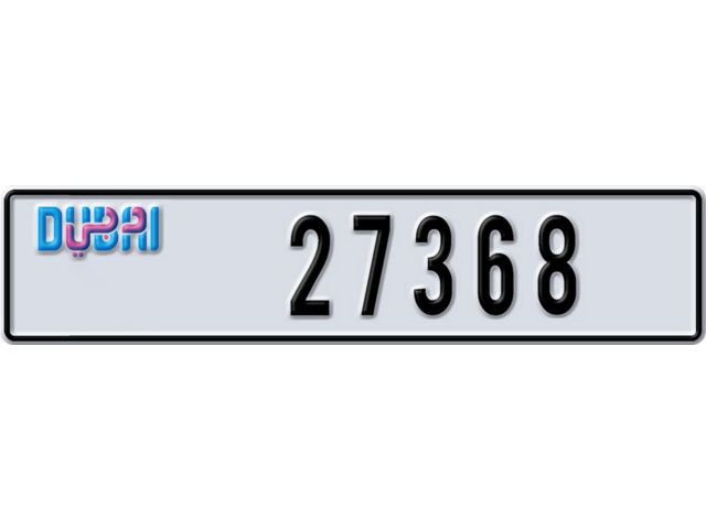 Dubai Plate number Q 27368 for sale - Long layout, Dubai logo, Full view