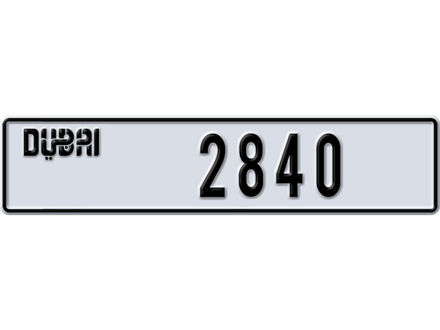 Dubai Plate number Q 2840 for sale - Long layout, Dubai logo, Full view