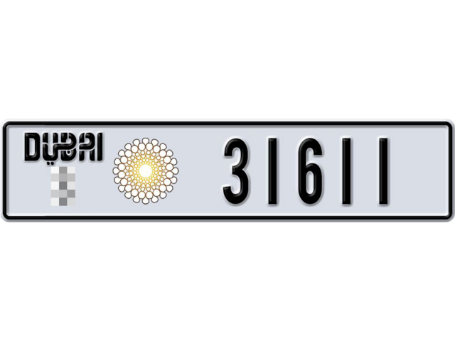 Dubai Plate number  * 31611 for sale - Long layout, Dubai logo, Full view