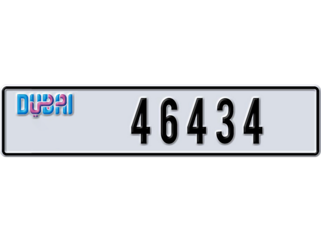 Dubai Plate number Q 46434 for sale - Long layout, Dubai logo, Full view