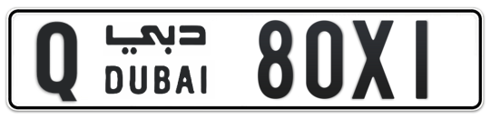 Dubai Plate number Q 80X1 for sale - Long layout, Full view