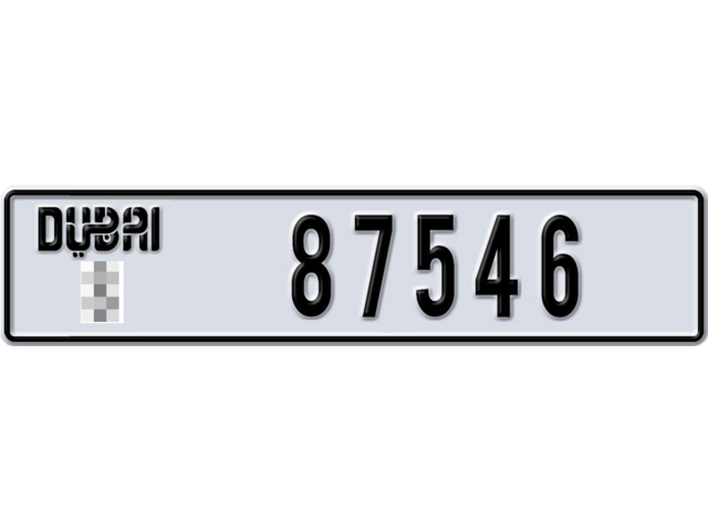 Dubai Plate number  * 87546 for sale - Long layout, Dubai logo, Full view