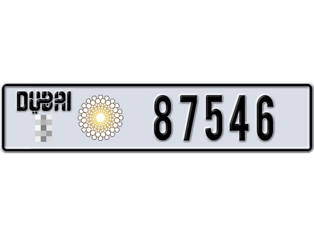 Dubai Plate number  * 87546 for sale - Long layout, Dubai logo, Full view