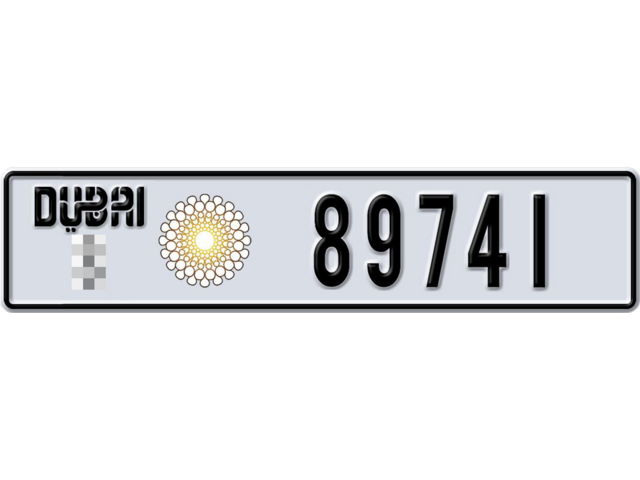 Dubai Plate number  * 89741 for sale - Long layout, Dubai logo, Full view