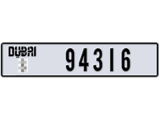 Dubai Plate number  * 94316 for sale - Long layout, Dubai logo, Full view