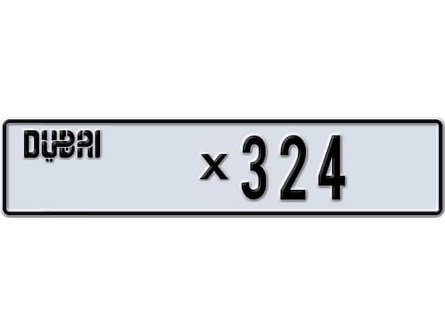 Dubai Plate number Q X324 for sale - Long layout, Dubai logo, Full view