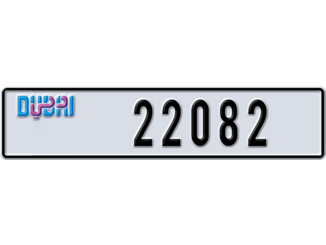 Dubai Plate number R 22082 for sale - Long layout, Dubai logo, Full view