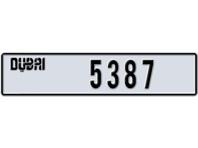 Dubai Plate number R 5387 for sale - Long layout, Dubai logo, Full view