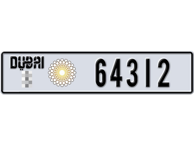 Dubai Plate number  * 64312 for sale - Long layout, Dubai logo, Full view