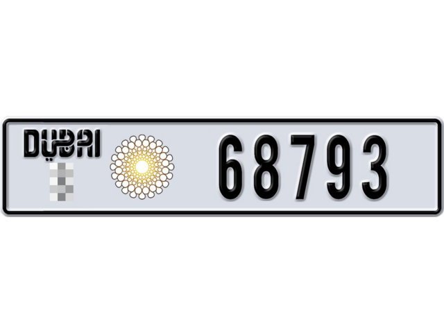 Dubai Plate number  * 68793 for sale - Long layout, Dubai logo, Full view