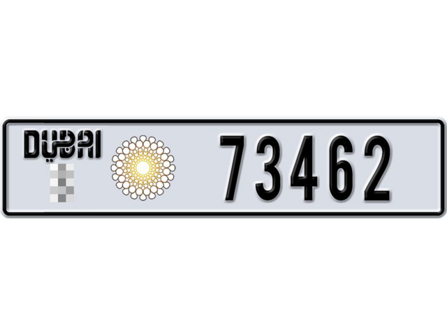 Dubai Plate number  * 73462 for sale - Long layout, Dubai logo, Full view