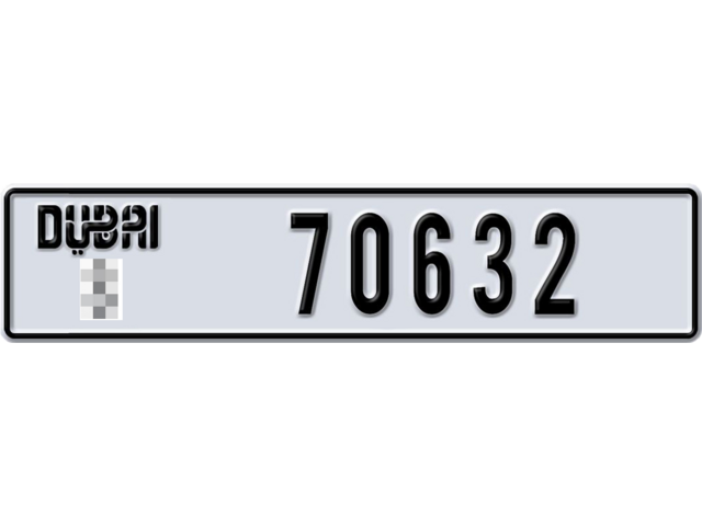 Dubai Plate number  * 70632 for sale - Long layout, Dubai logo, Full view